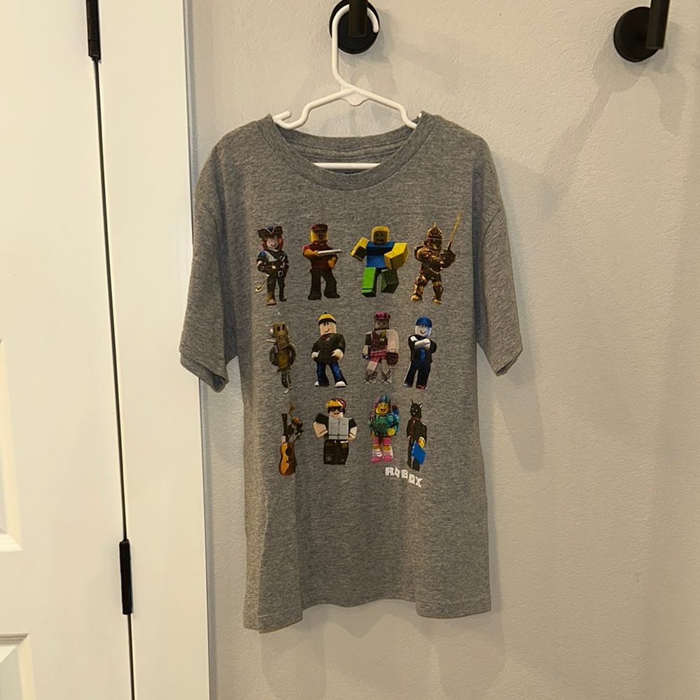 EUC ROBLOX Boys Gray Kids Short Sleeve Tee T-Shirt Top Size S Small